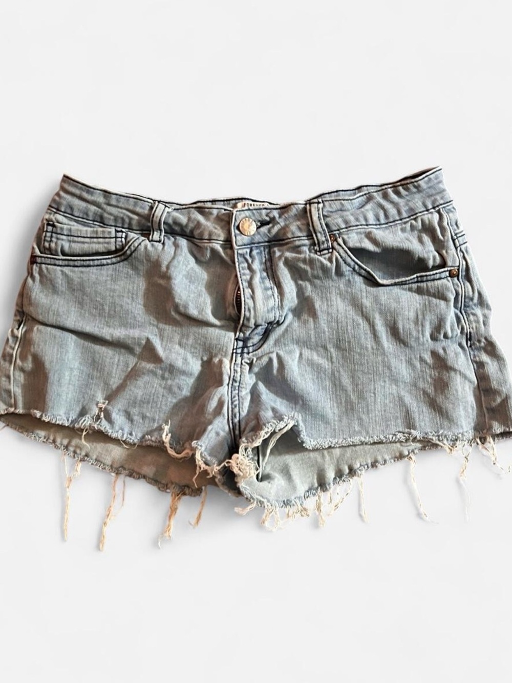 Forever 21 Light Blue Frayed Denim Cutoff Shorts
